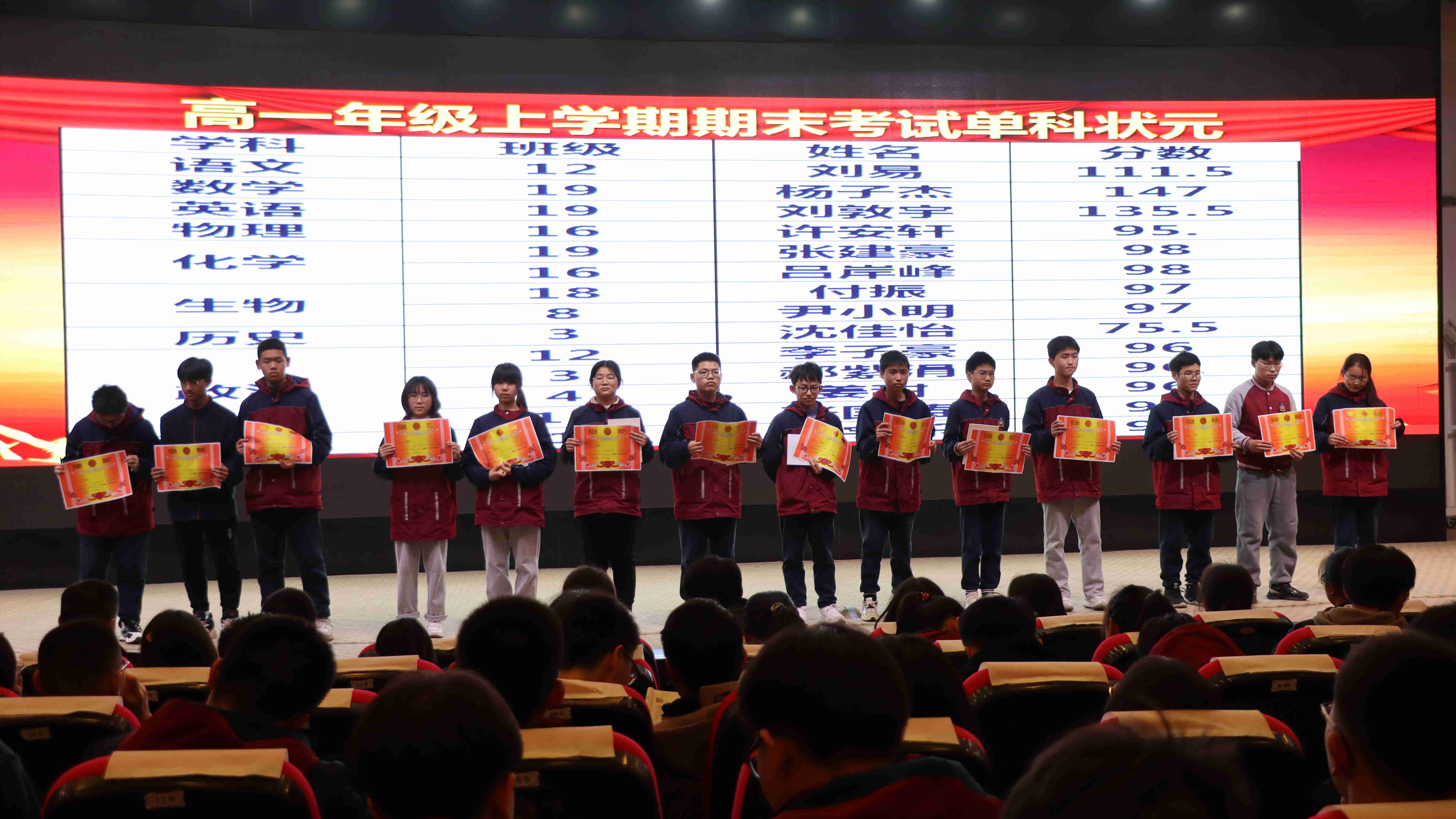监利中学召开高一年级期末考试表彰大会
